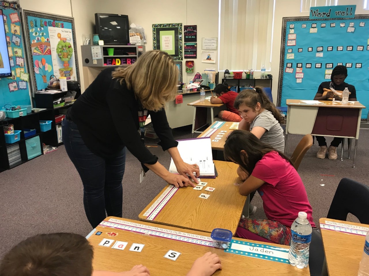 Patti Hummel working with a student in the classroom