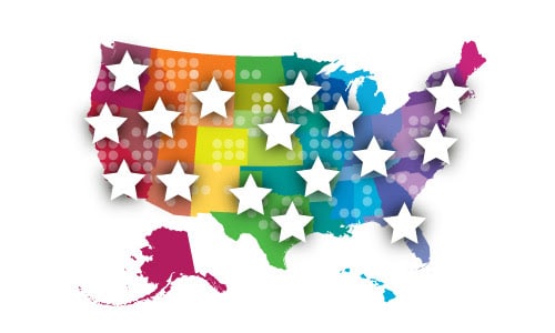 Colorful map with stars