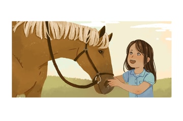 Illustration of a girl with a horse.